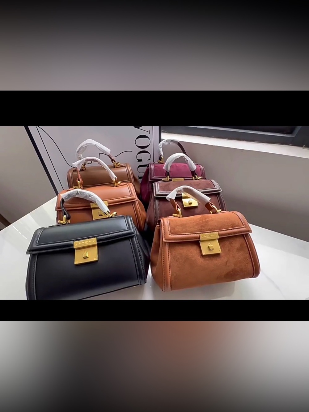 DeMellier Tan Leather Top-Handle Bag with Gold Hardware